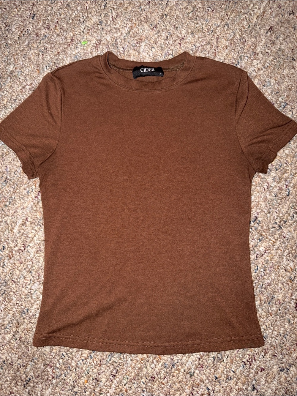 🤎 CIDER Women’s Brown Fitted Short Sleeve Top – Size Small 🤎